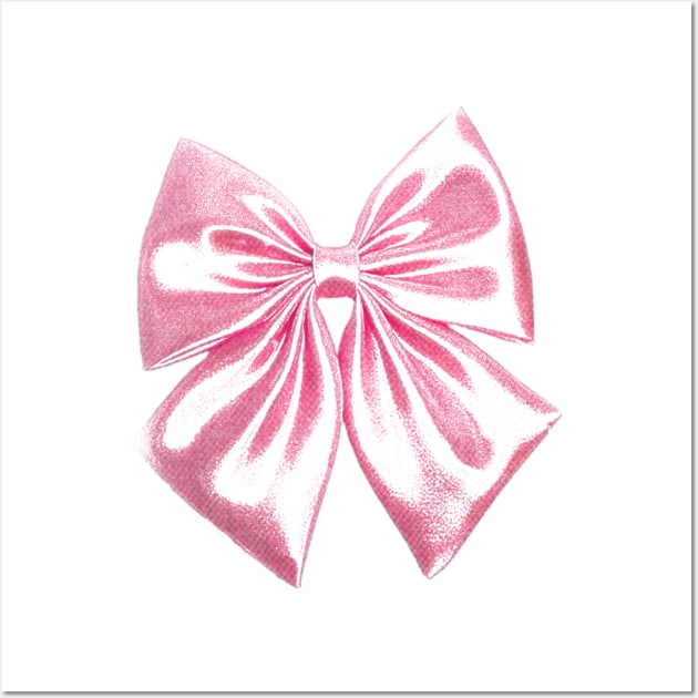 Big Pink Bow Tee Shirt Trendy Ribbon Y2k Wall Art by Y2KERA